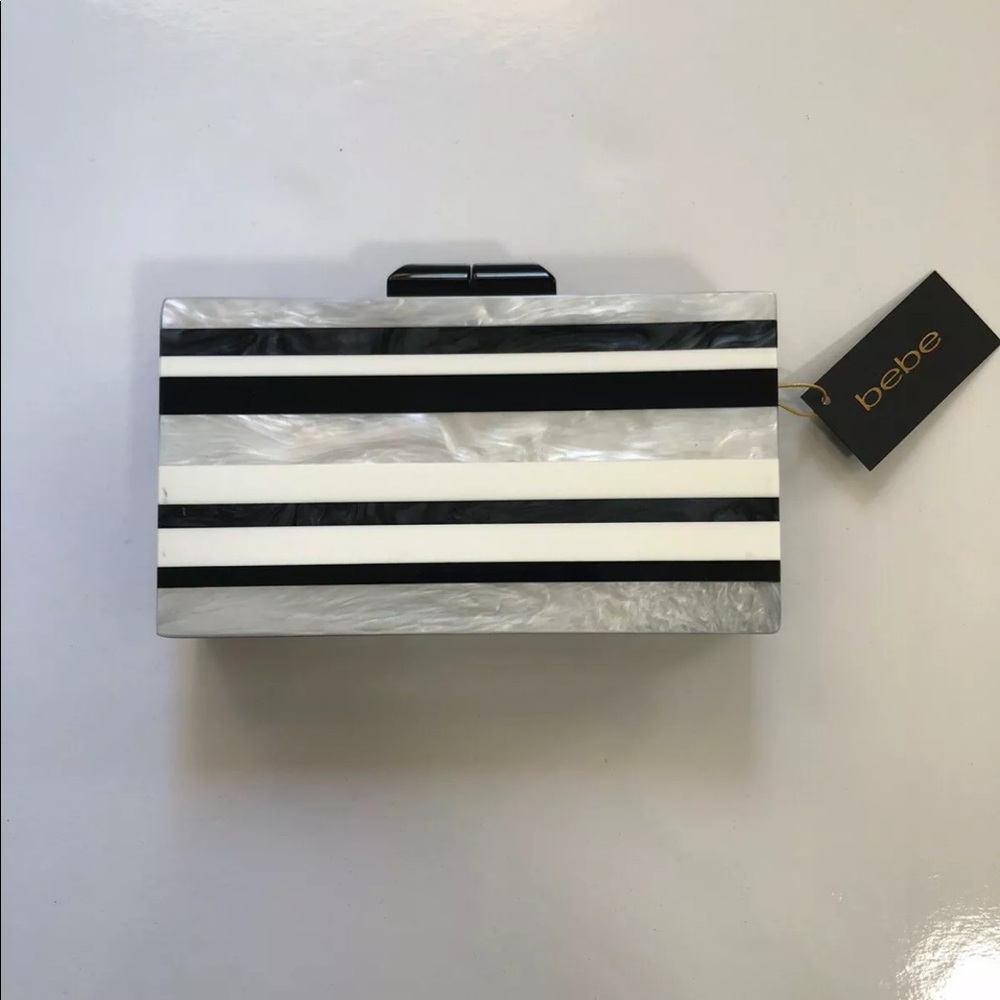 Bebe NWT Black And White Acrylic Clutch